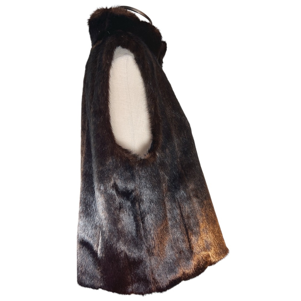 Glacca Faux Fur Reversible Vest Size L Brown and Black Mob Wife Vegan Fu… - Picture 4 of 11